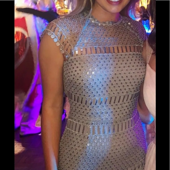 SAYLOR Silver Illusion Sheath Short Dress - Picture 2 of 7